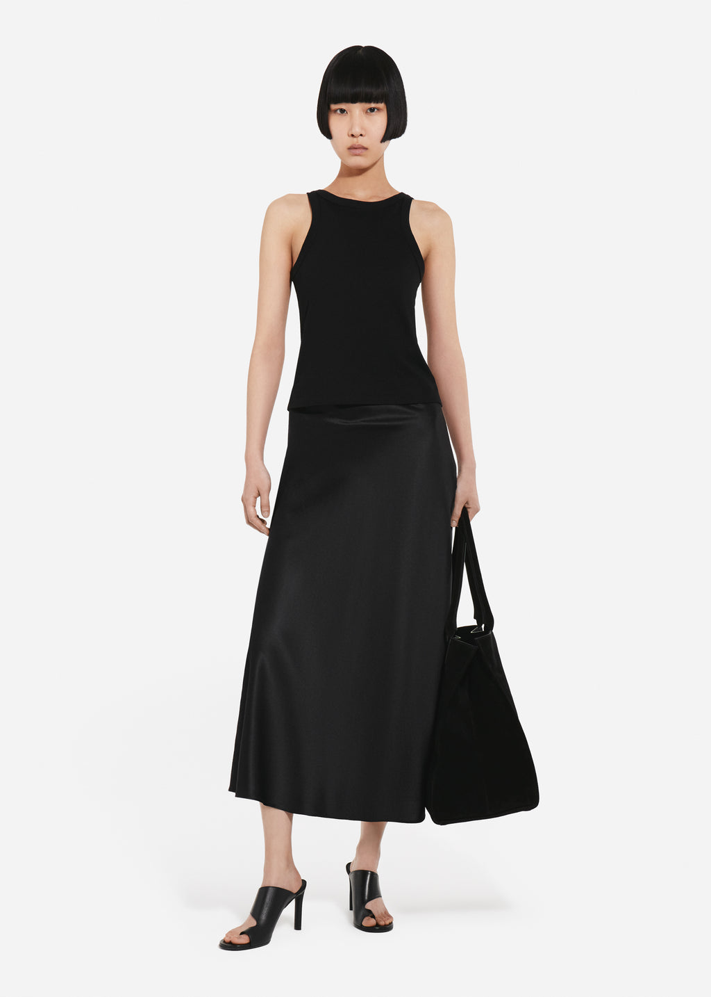 Bias Cut Slip Skirt in Silk - Black - CO