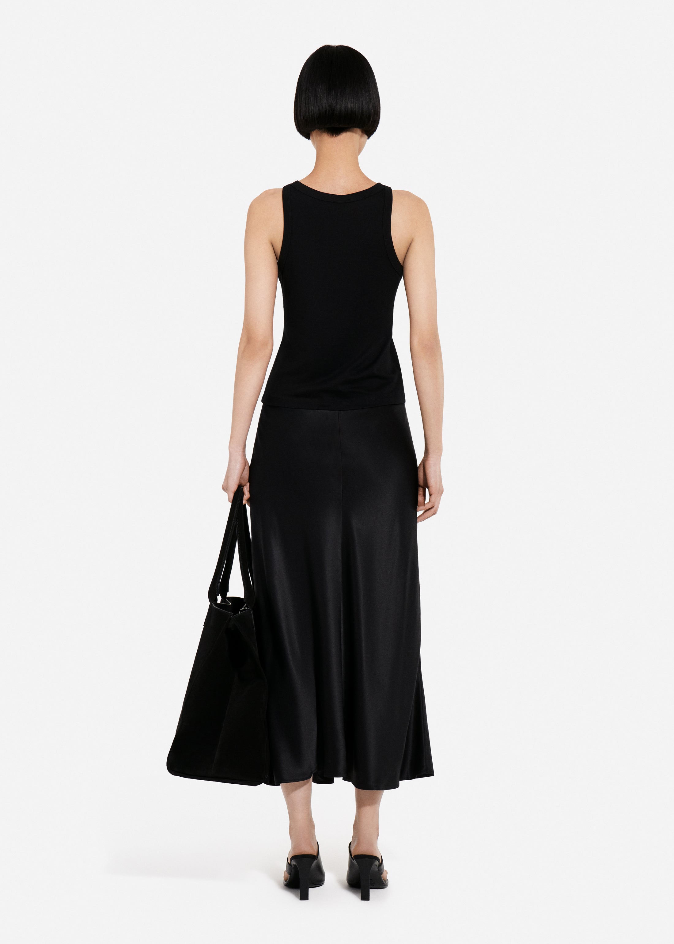 Bias Cut Slip Skirt in Silk - Black