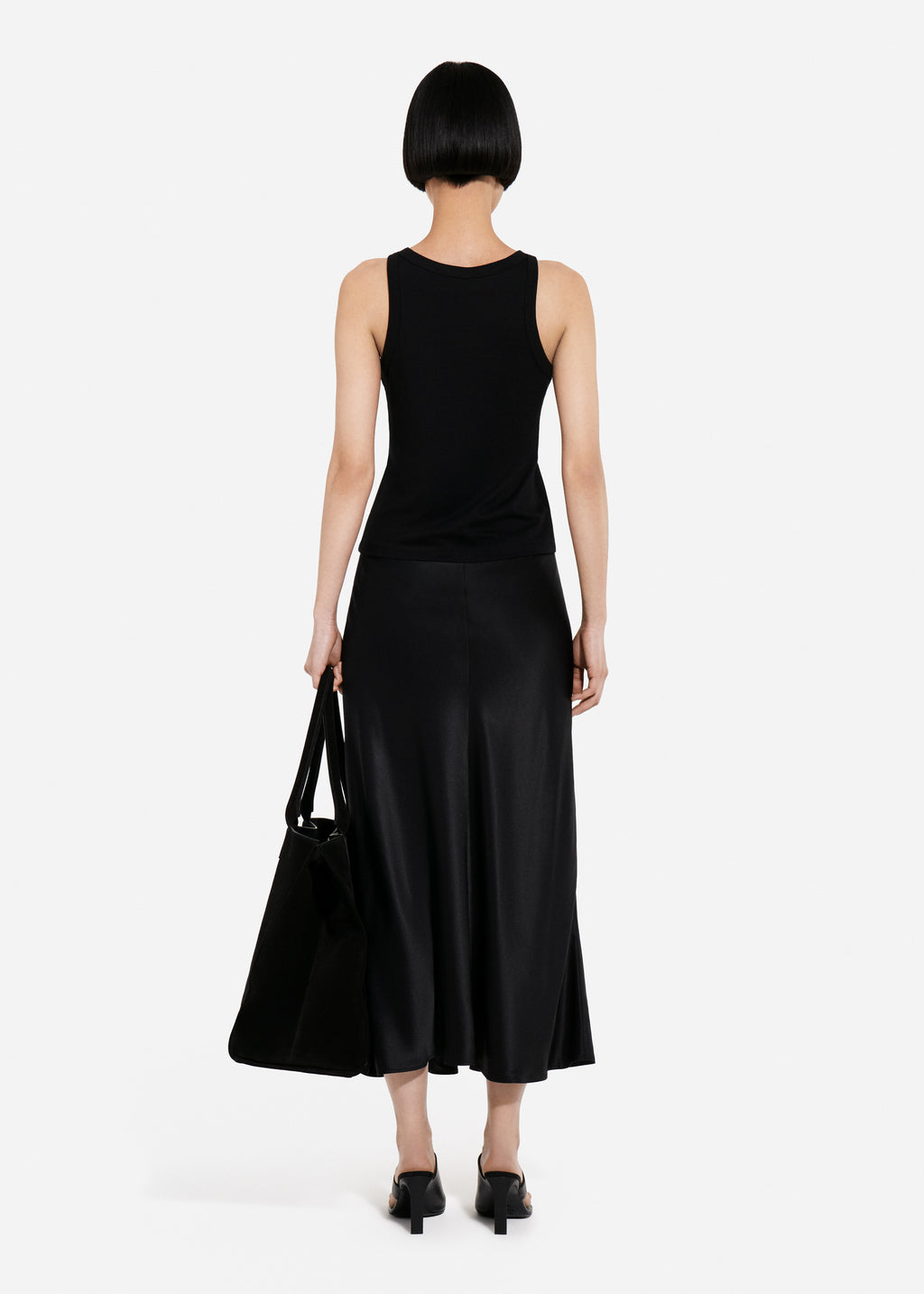 Bias Cut Slip Skirt in Silk - Black - CO