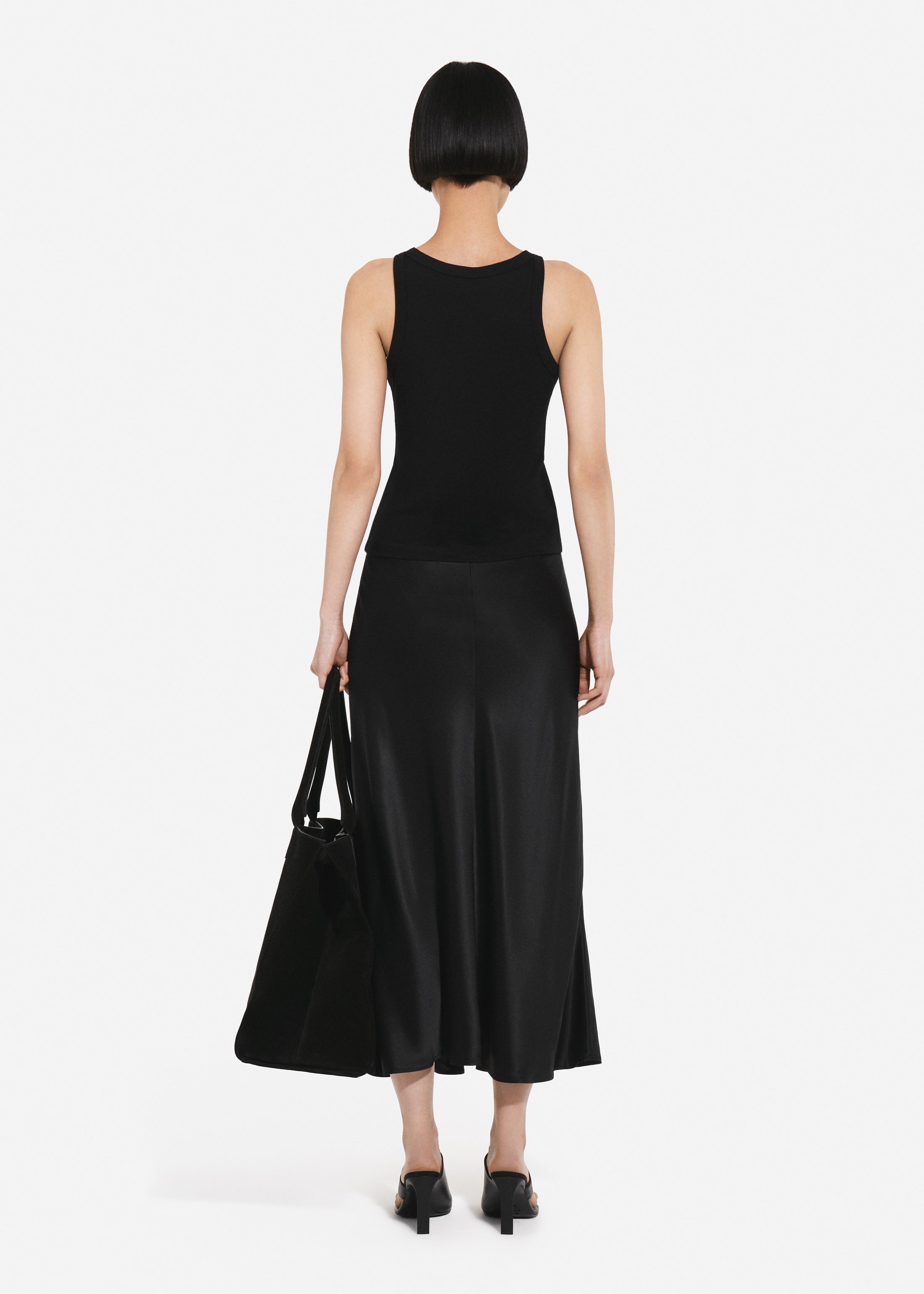 Bias Cut Slip Skirt in Silk - Black
