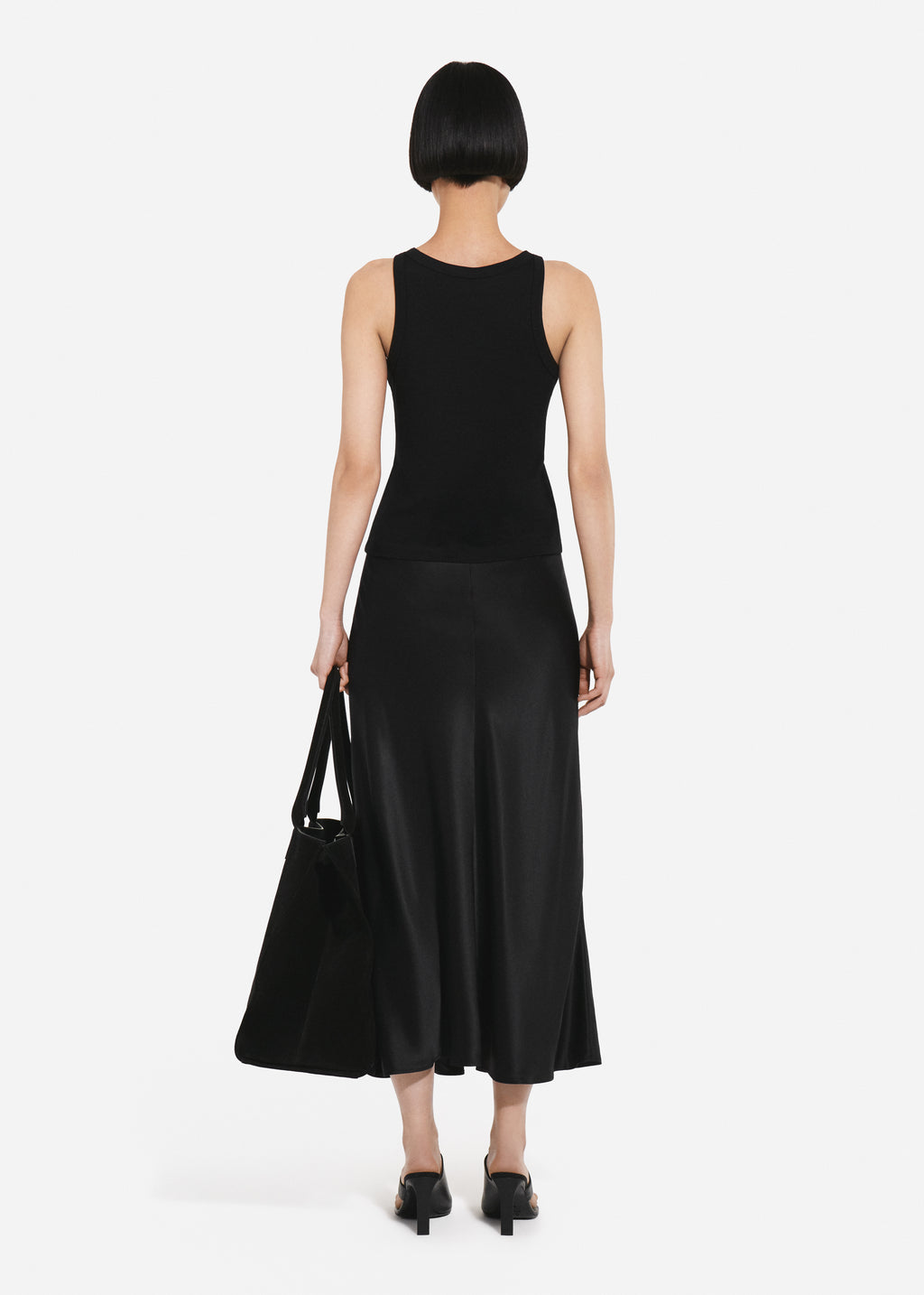 Bias Cut Slip Skirt in Silk - Black - CO