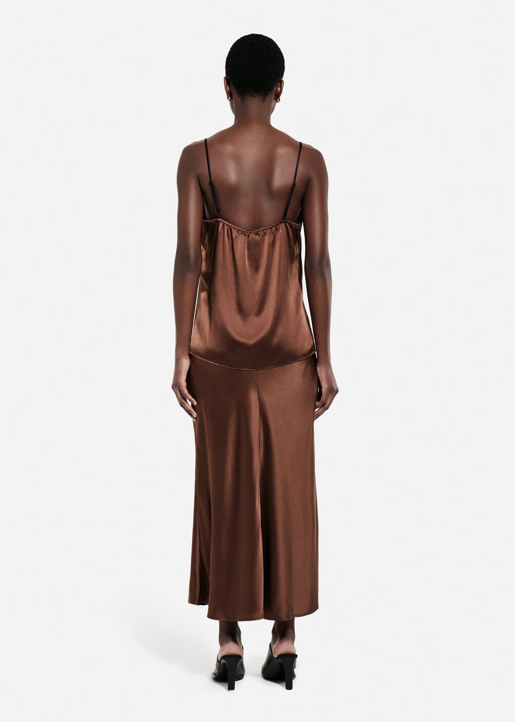 Bias Cut Slip Skirt in Silk - Chocolate - CO