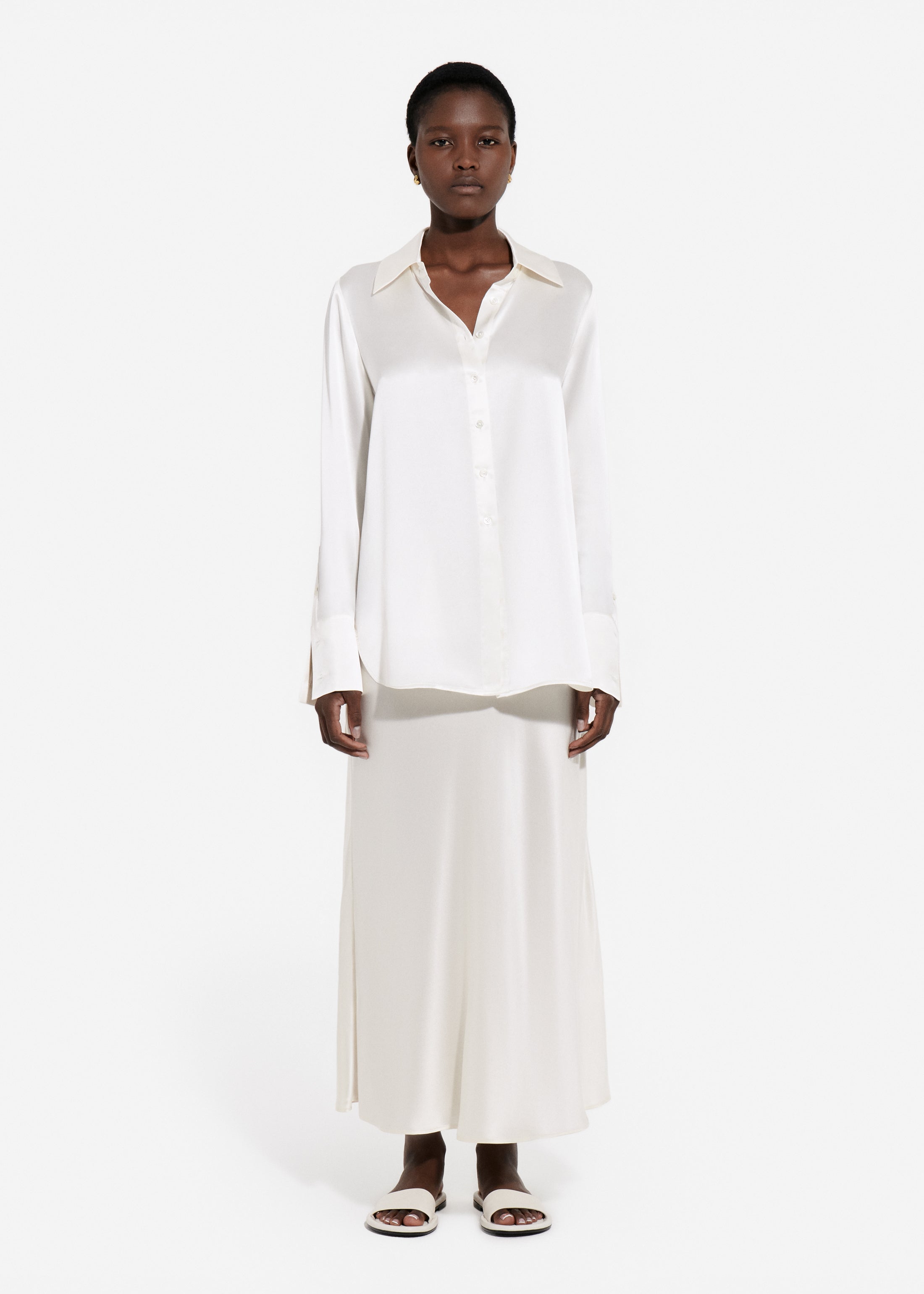 Bias Cut Slip Skirt in Silk - Ivory