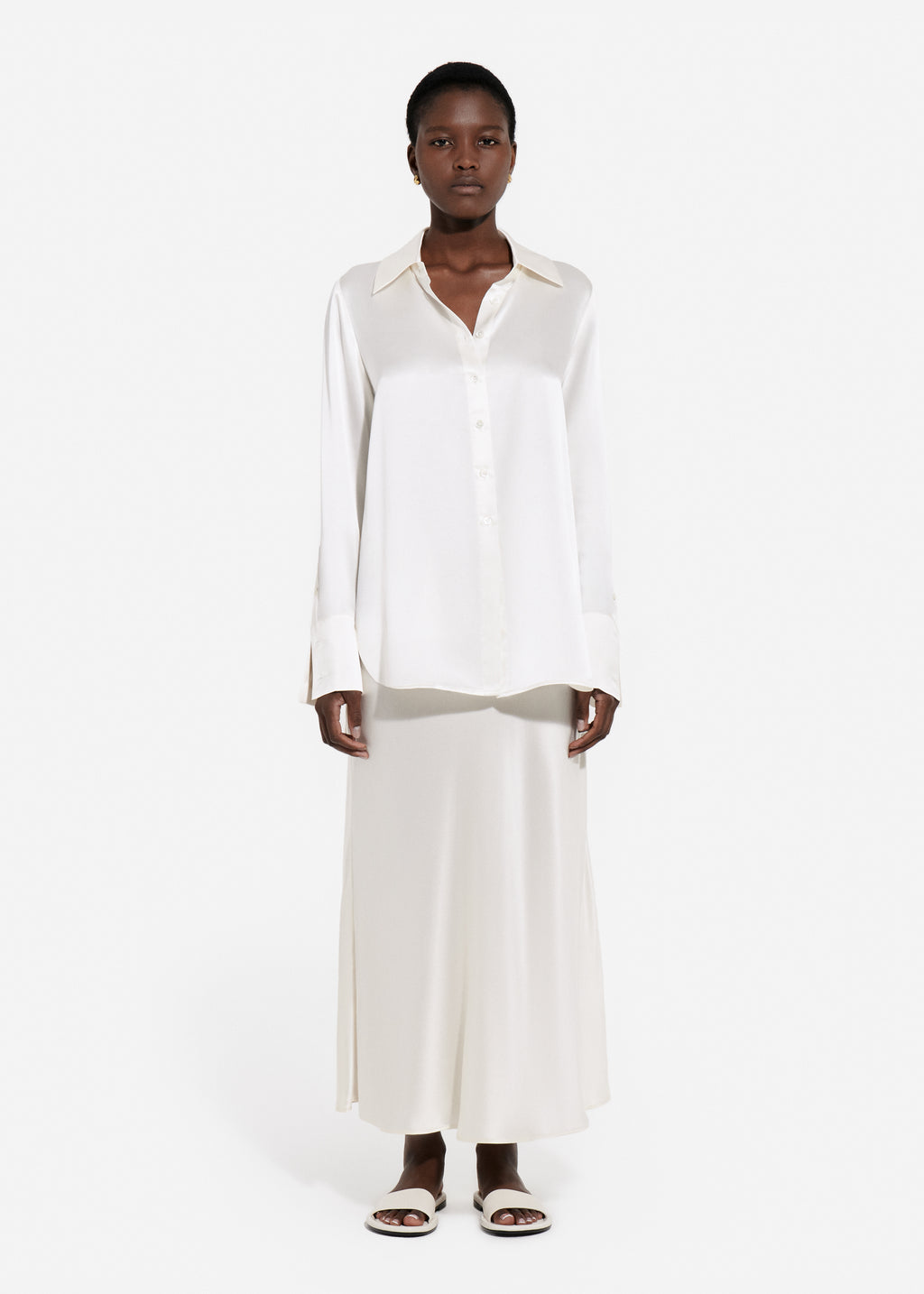 Bias Cut Slip Skirt in Silk - Ivory - CO