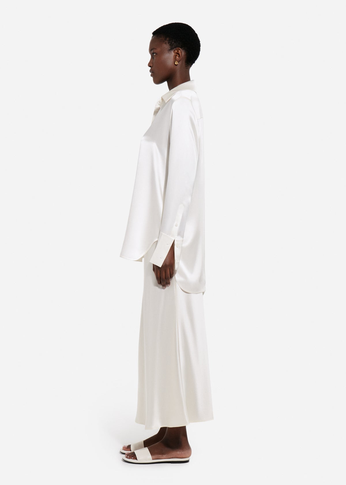 Bias Cut Slip Skirt in Silk - Ivory, image 3 of 4
