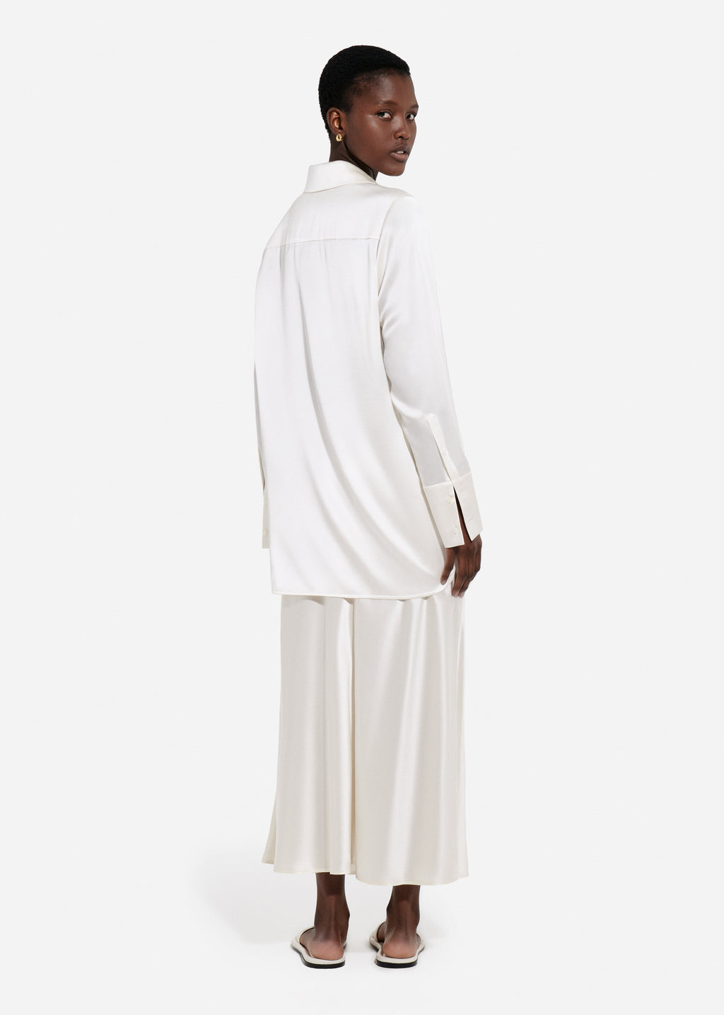 Bias Cut Slip Skirt in Silk - Ivory - CO