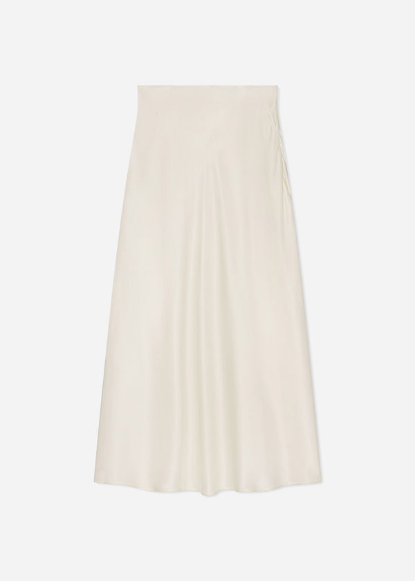 Bias Cut Slip Skirt in Silk - Ivory - CO