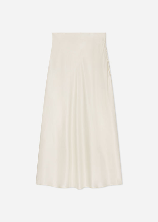 Bias Cut Slip Skirt in Silk - Ivory - CO