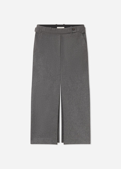 Tailored Pencil Skirt in Wool Cashmere - Grey Melange, image 3 of 3
