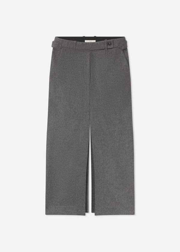 Tailored Pencil Skirt in Wool Cashmere - Grey Melange, image 3 of 3