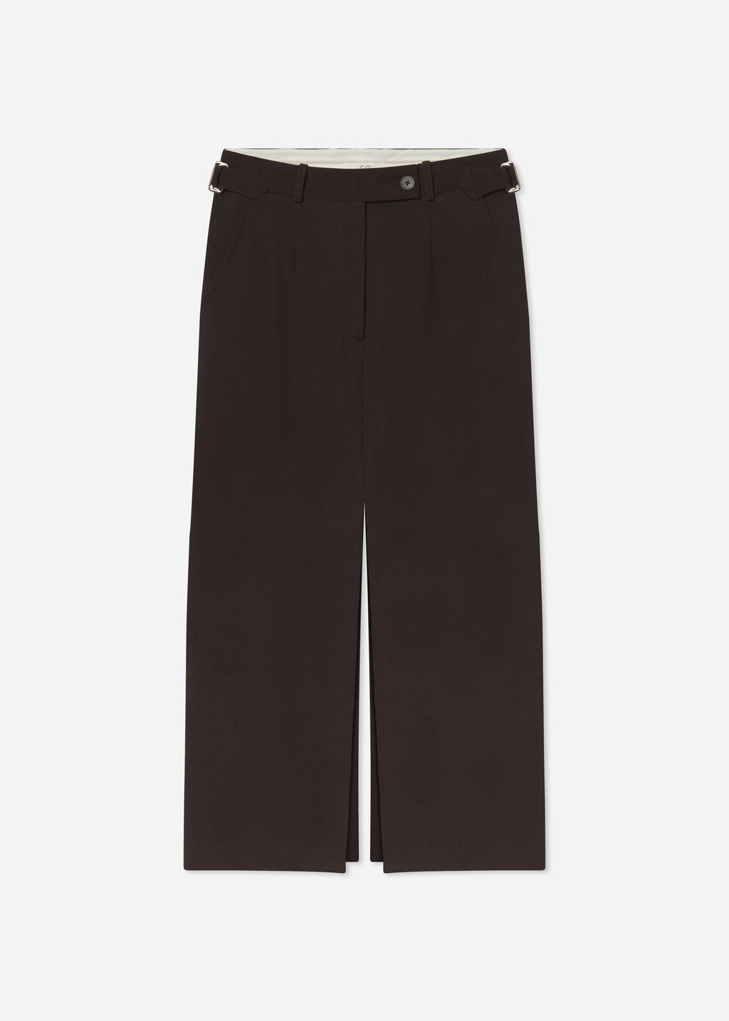 Tailored Front-Slit Midi Skirt in Linen - Chocolate - CO