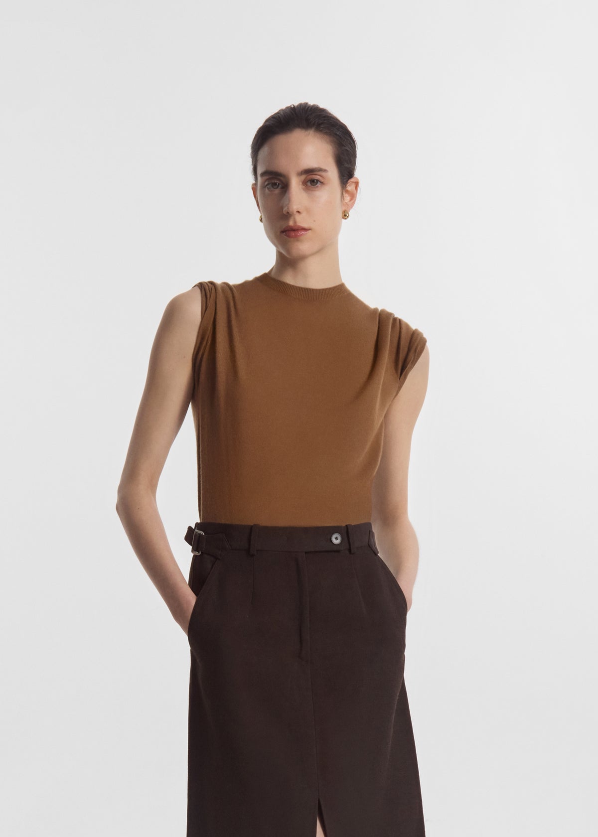 T-Shirt in Fine Cashmere - Ginger, image 2 of 4