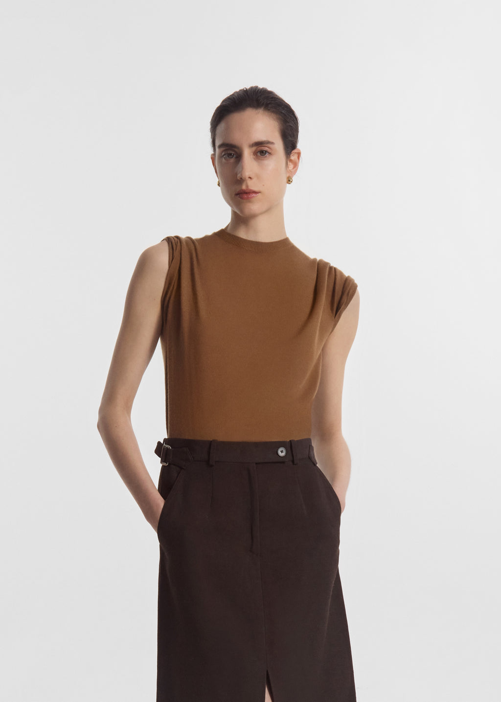 T-Shirt in Fine Cashmere - Ginger - CO