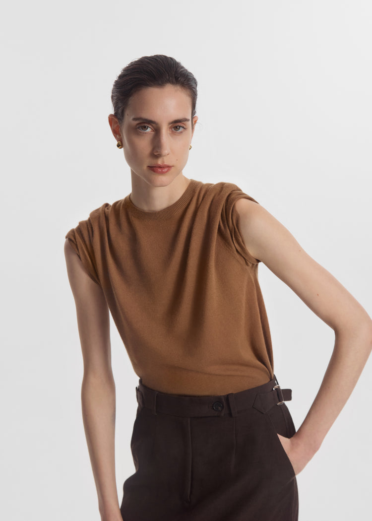 T-Shirt in Fine Cashmere - Ginger, image 1 of 4