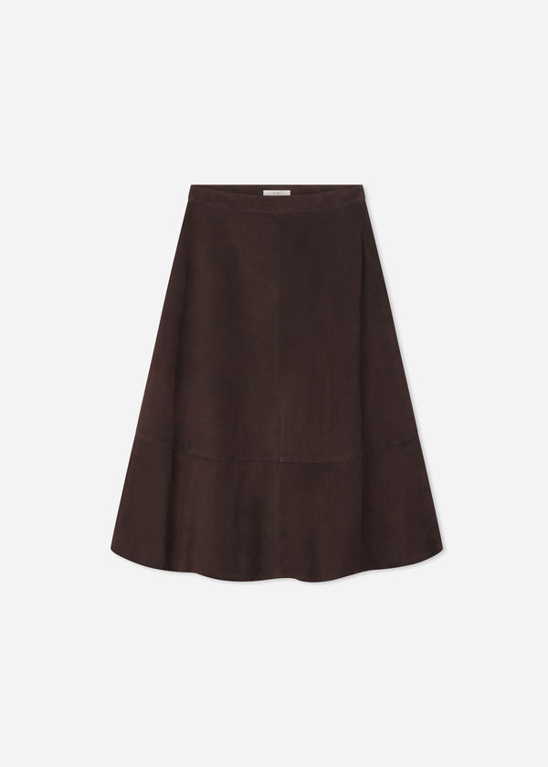 Circle Cut Skirt in Suede - Chocolate - CO