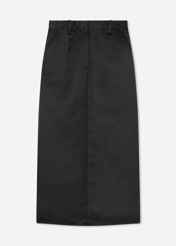 Tailored Pencil Skirt in Duchess Satin - Black - CO