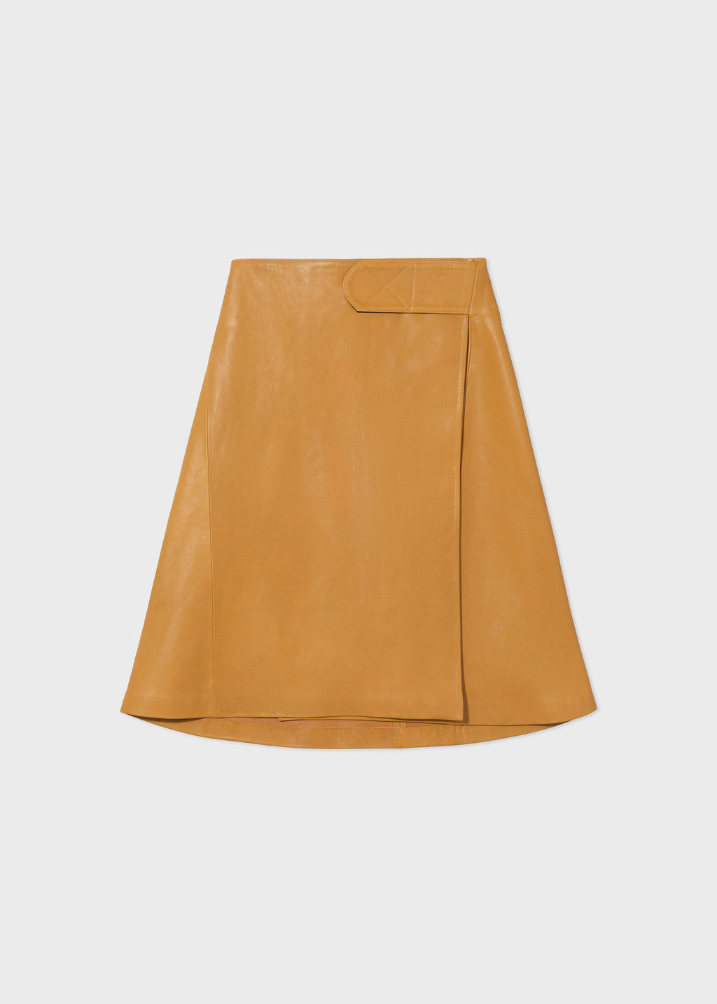 A-Line Wrap Skirt in Leather - Ochre - CO