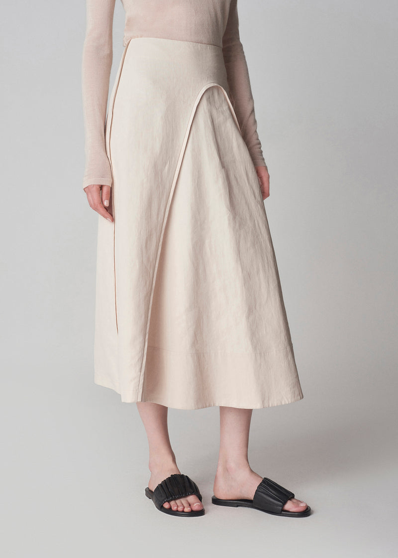 Linen Midi Skirt in Whisper Pink - CO