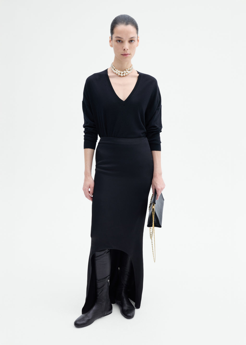 Keyhole Long Skirt - Black - CO
