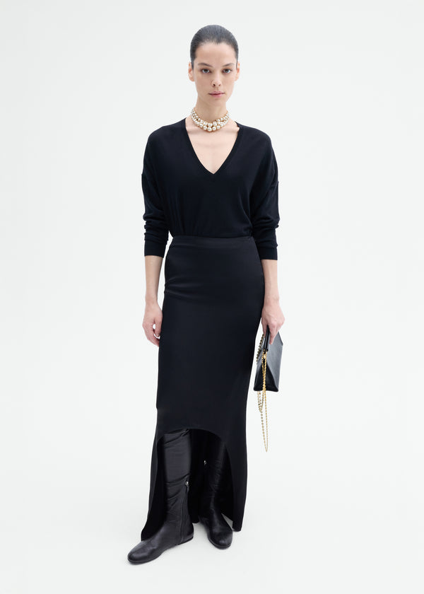 Keyhole Long Skirt - Black - CO