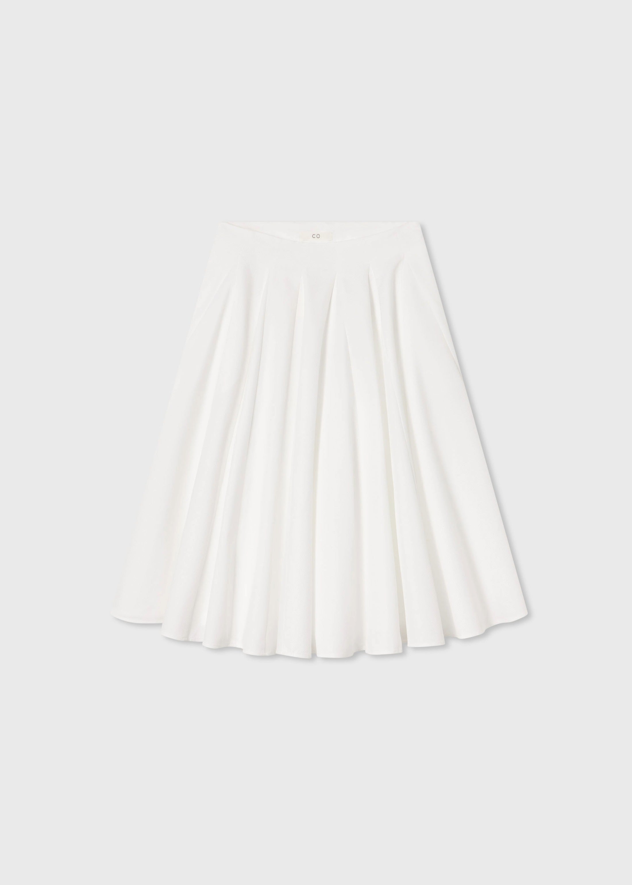 Godet Midi Skirt in Cotton Pique - White