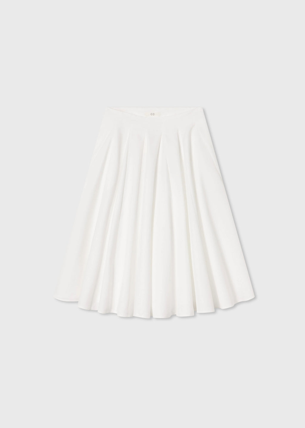 Godet Midi Skirt in Cotton Pique - White - CO
