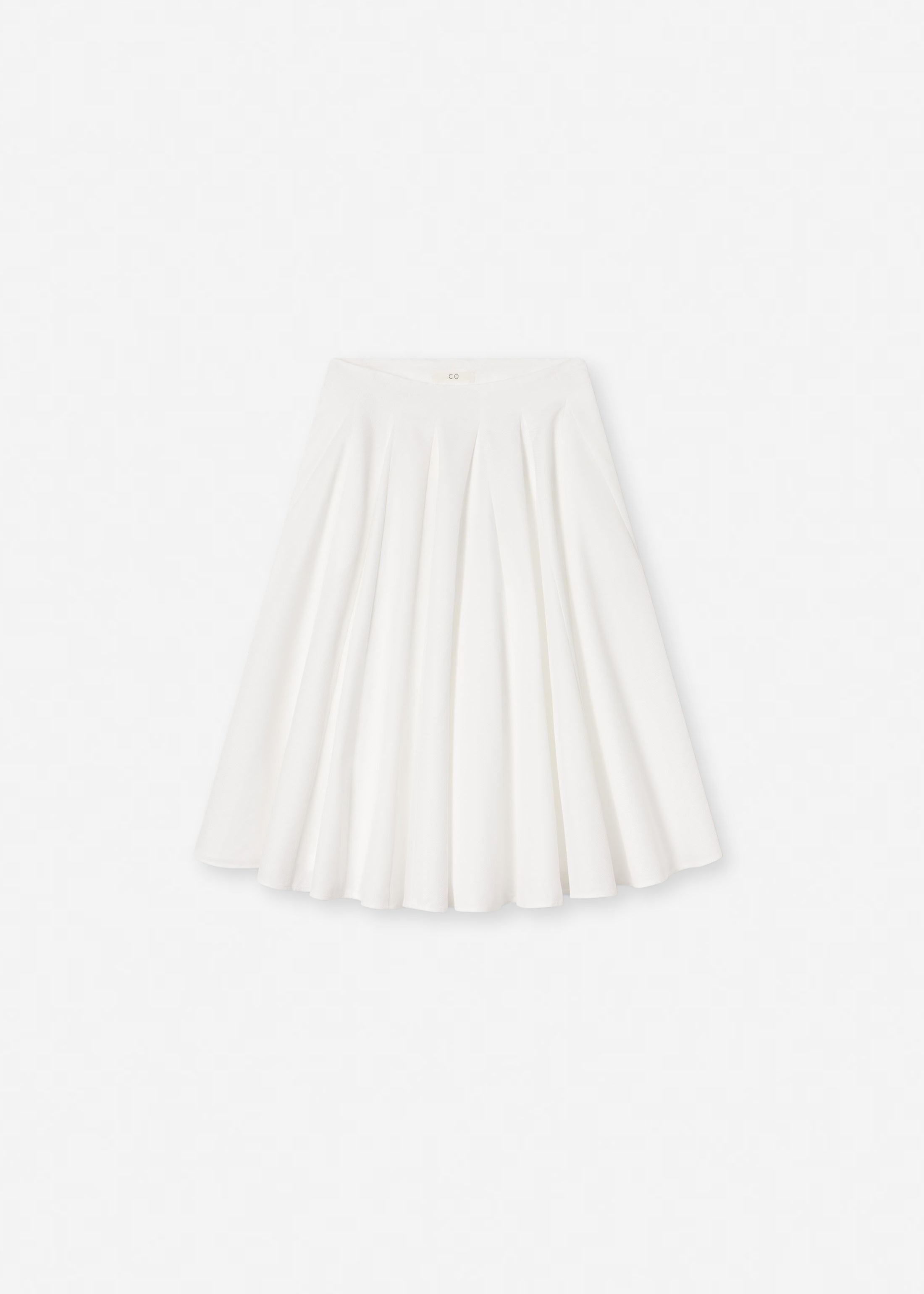 Godet Midi Skirt in Cotton Pique - White