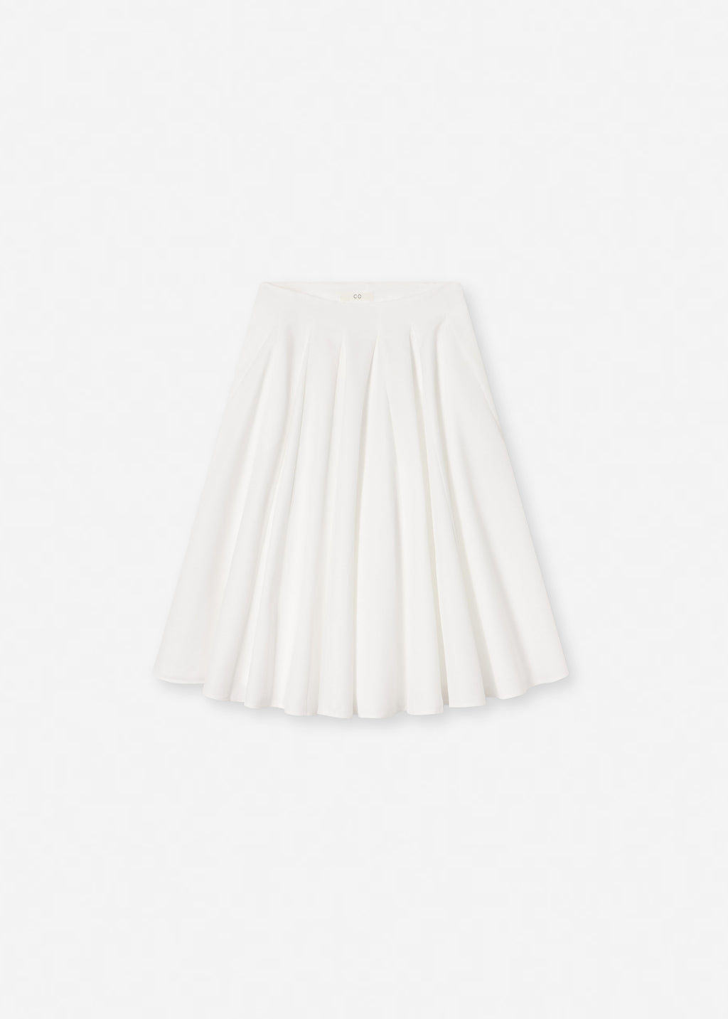 Godet Midi Skirt in Cotton Pique - White - CO