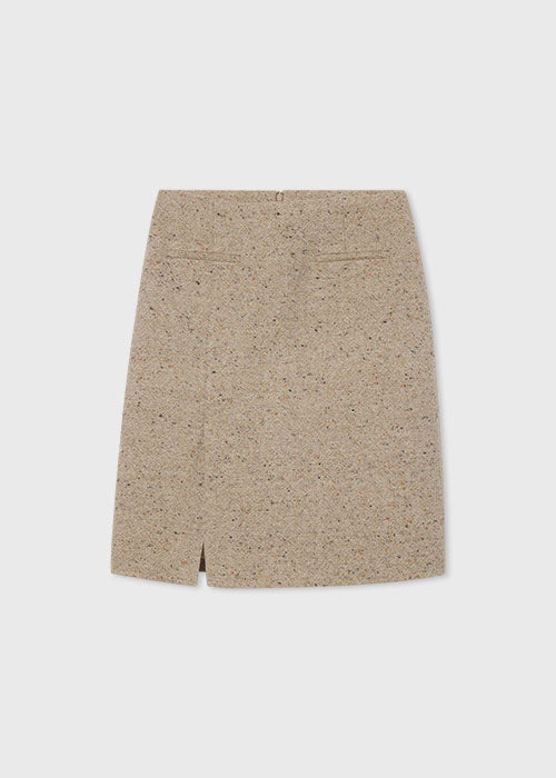 Mini Skirt in Speckled Wool Suiting - Brown Multi - CO Collections