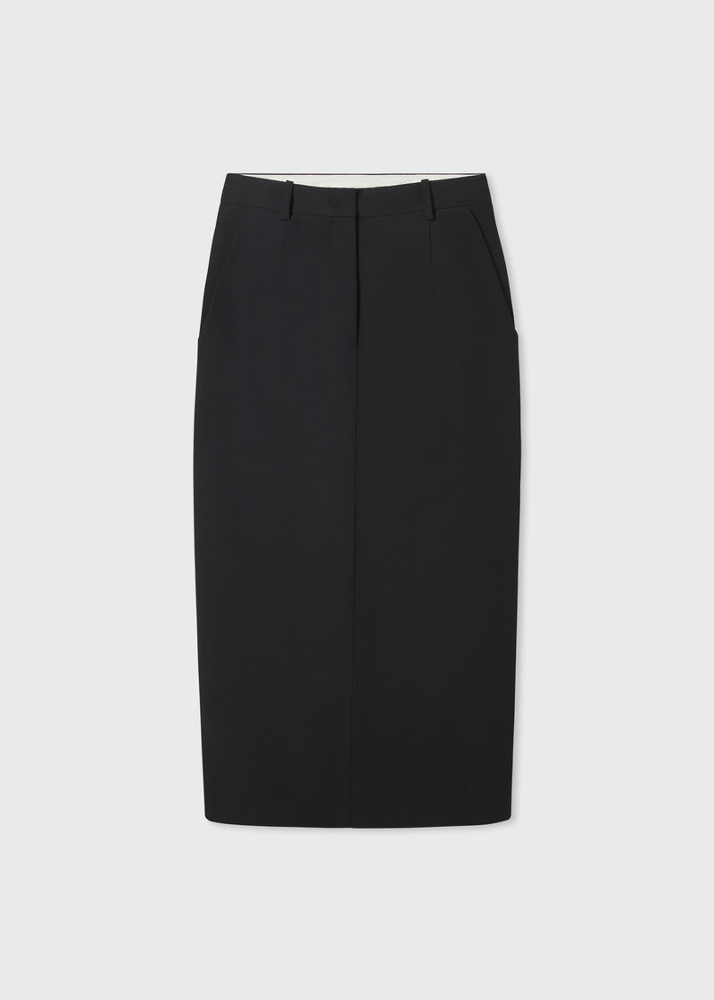 Tailored Pencil Skirt in Smooth Faille - Black - CO
