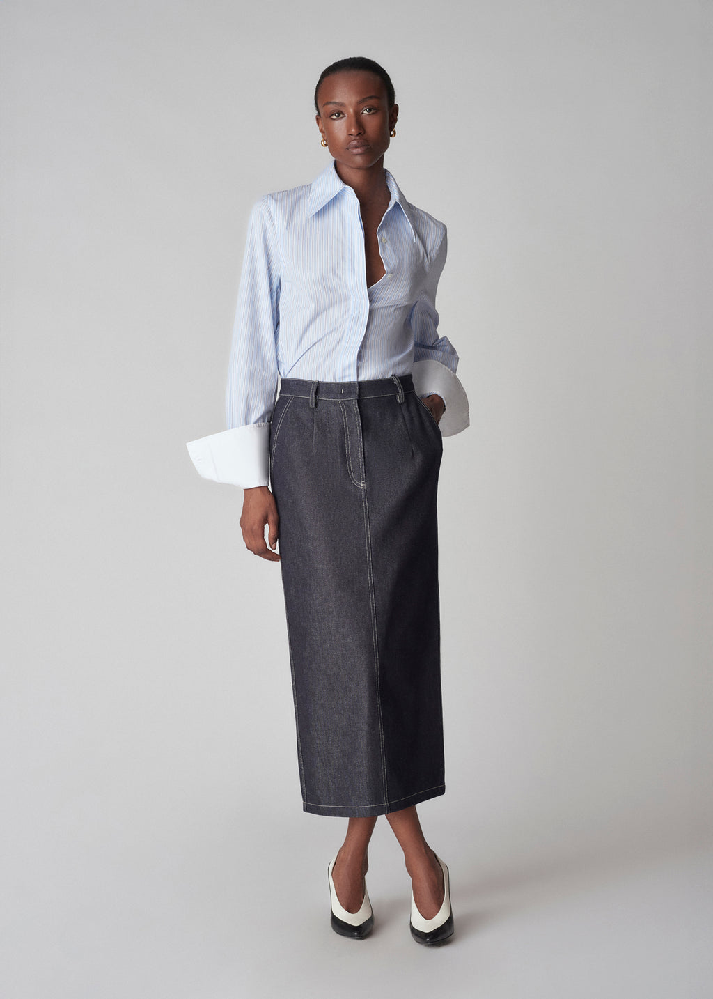 Pencil Skirt in Dark Denim - Indigo - CO