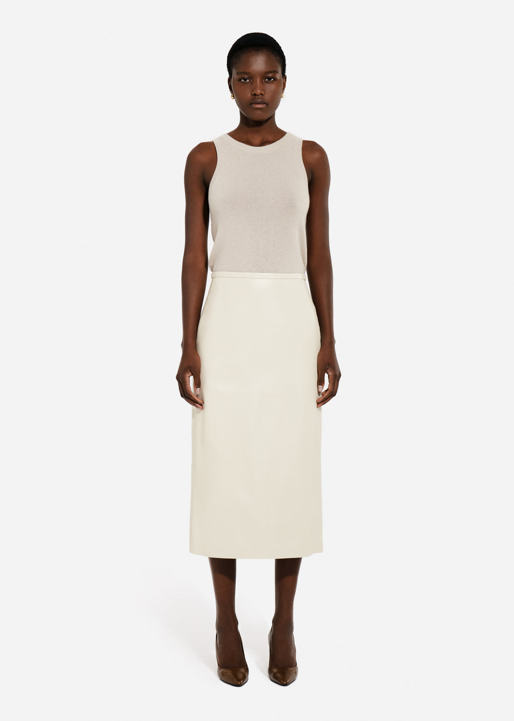 Pencil Skirt in Leather - Pearl - CO