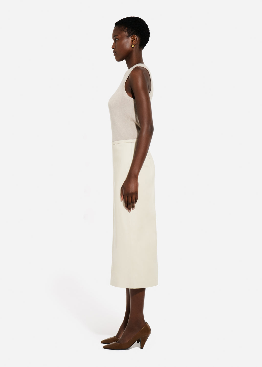 Pencil Skirt in Leather - Pearl - CO