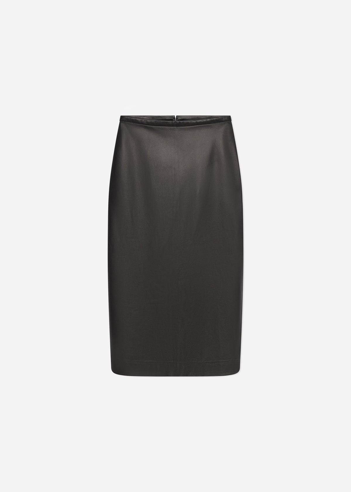 Midi Pencil Skirt in Leather - Chocolate, image 4 of 4