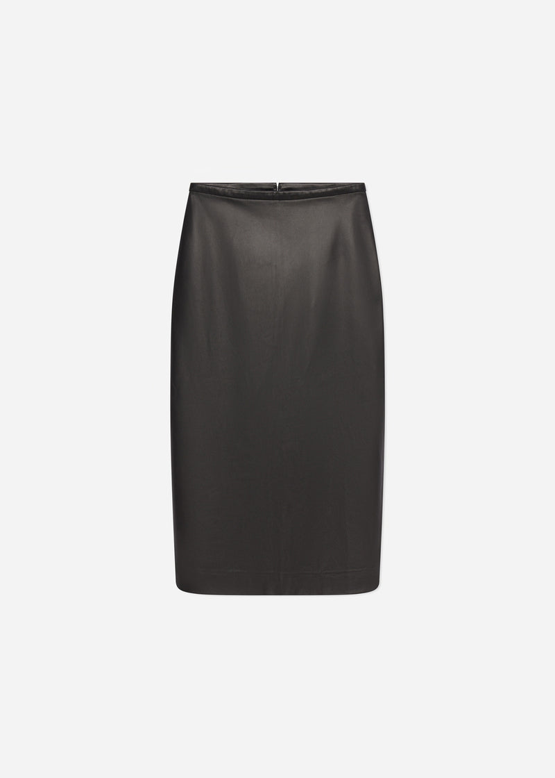 Midi Pencil Skirt in Leather - Black - CO