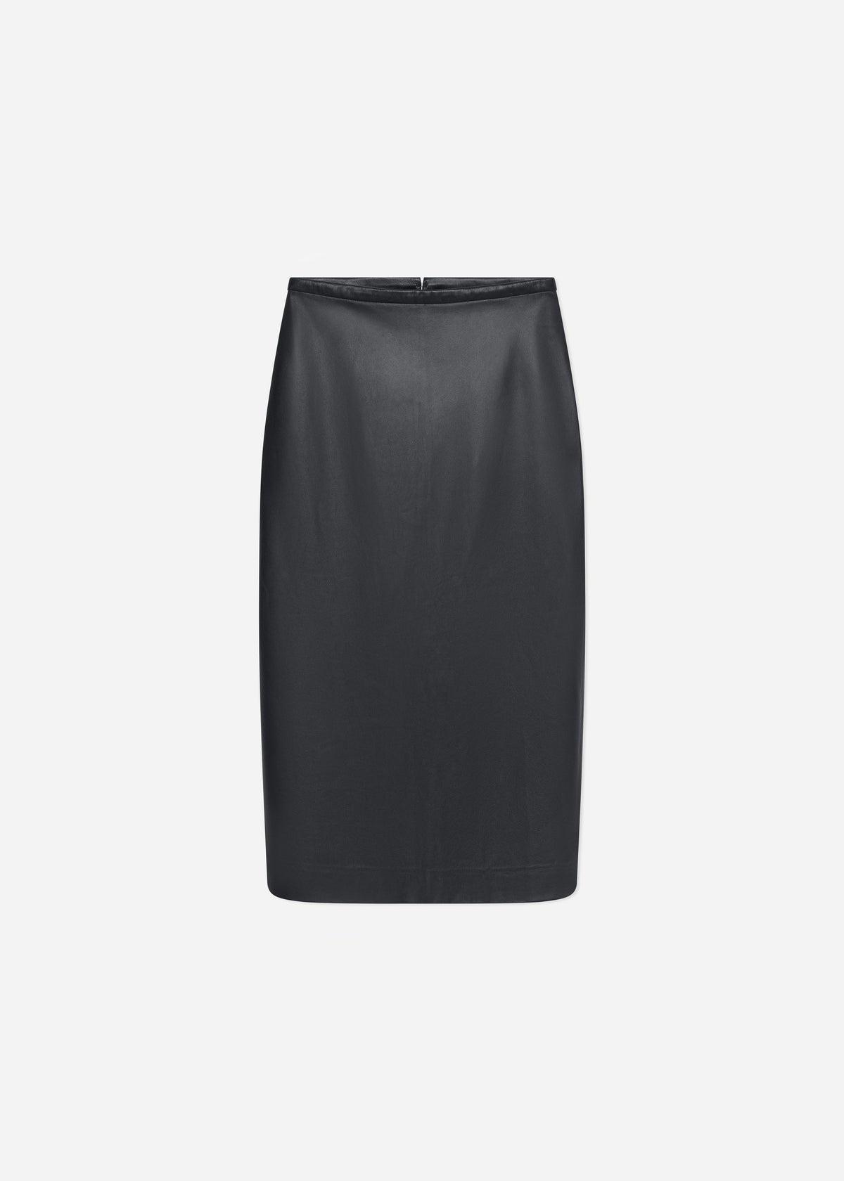 Midi Pencil Skirt in Leather - Black, image 5 of 5
