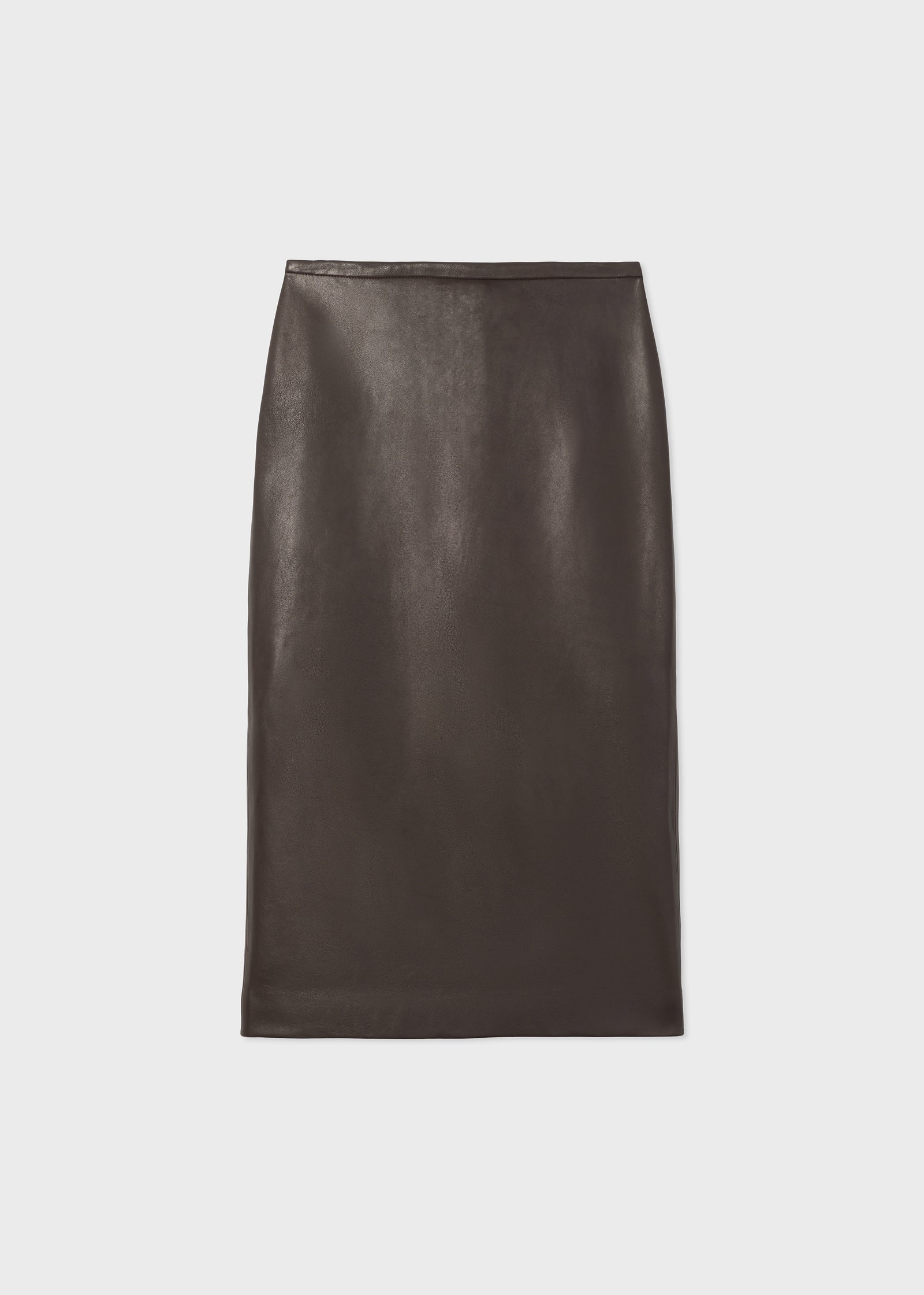 Midi Pencil Skirt in Glove Leather - Chocolate