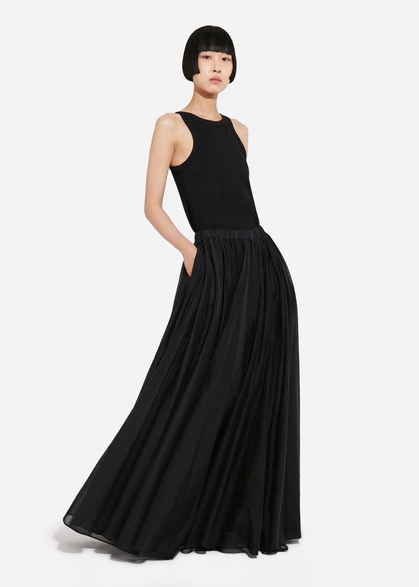 Crinoline Double Layer Skirt in Cotton Silk Voile - Black - CO