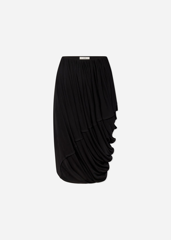 Draped Skirt in Viscose Jersey - Black - CO