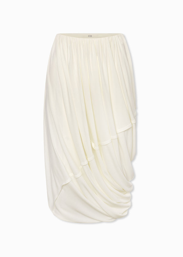 Draped Skirt in Crepe Jersey - Ivory - CO