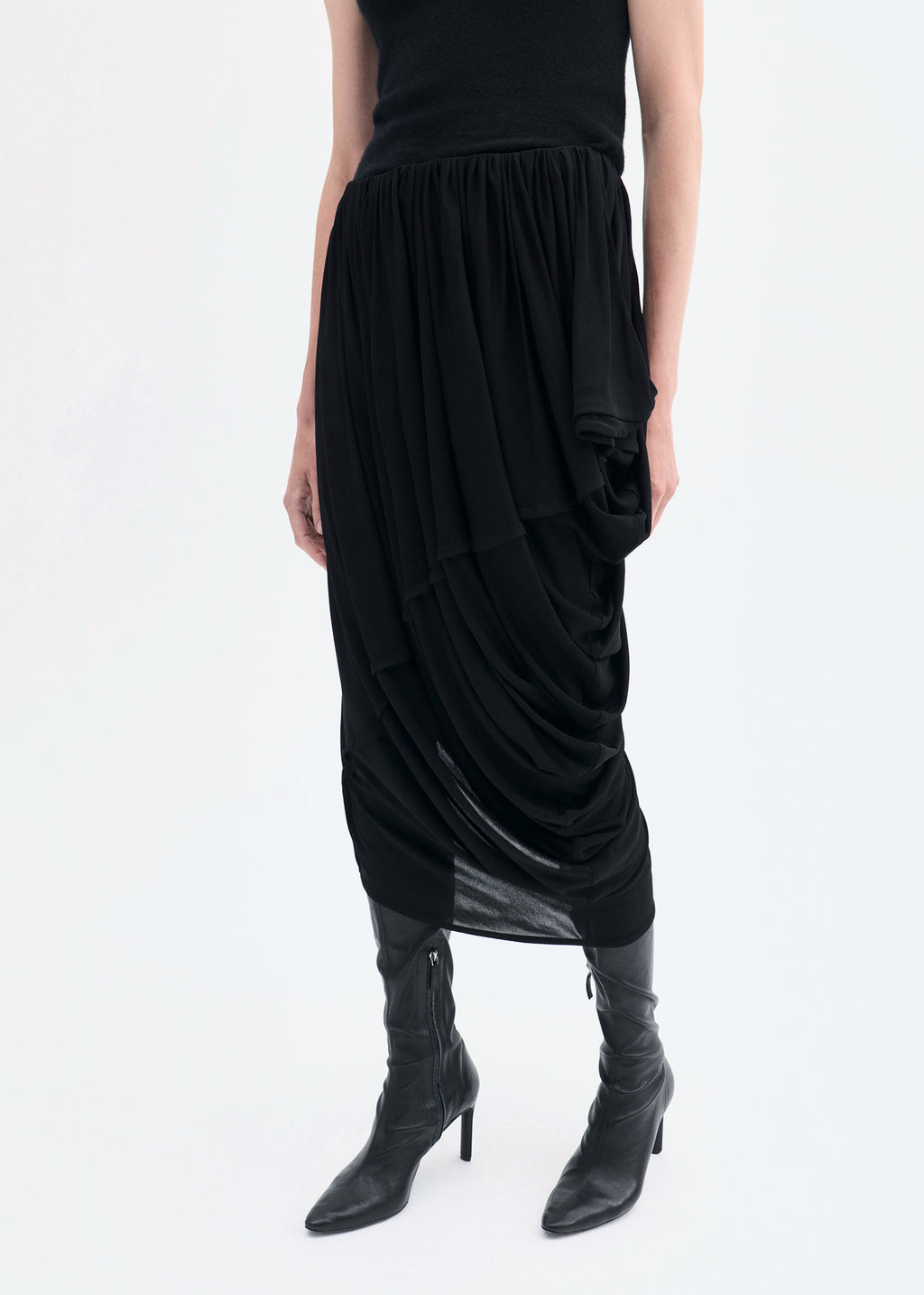 Draped Skirt in Viscose Jersey - Black - CO