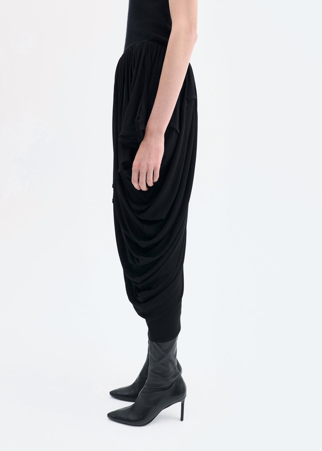 Draped Skirt in Viscose Jersey - Black - CO