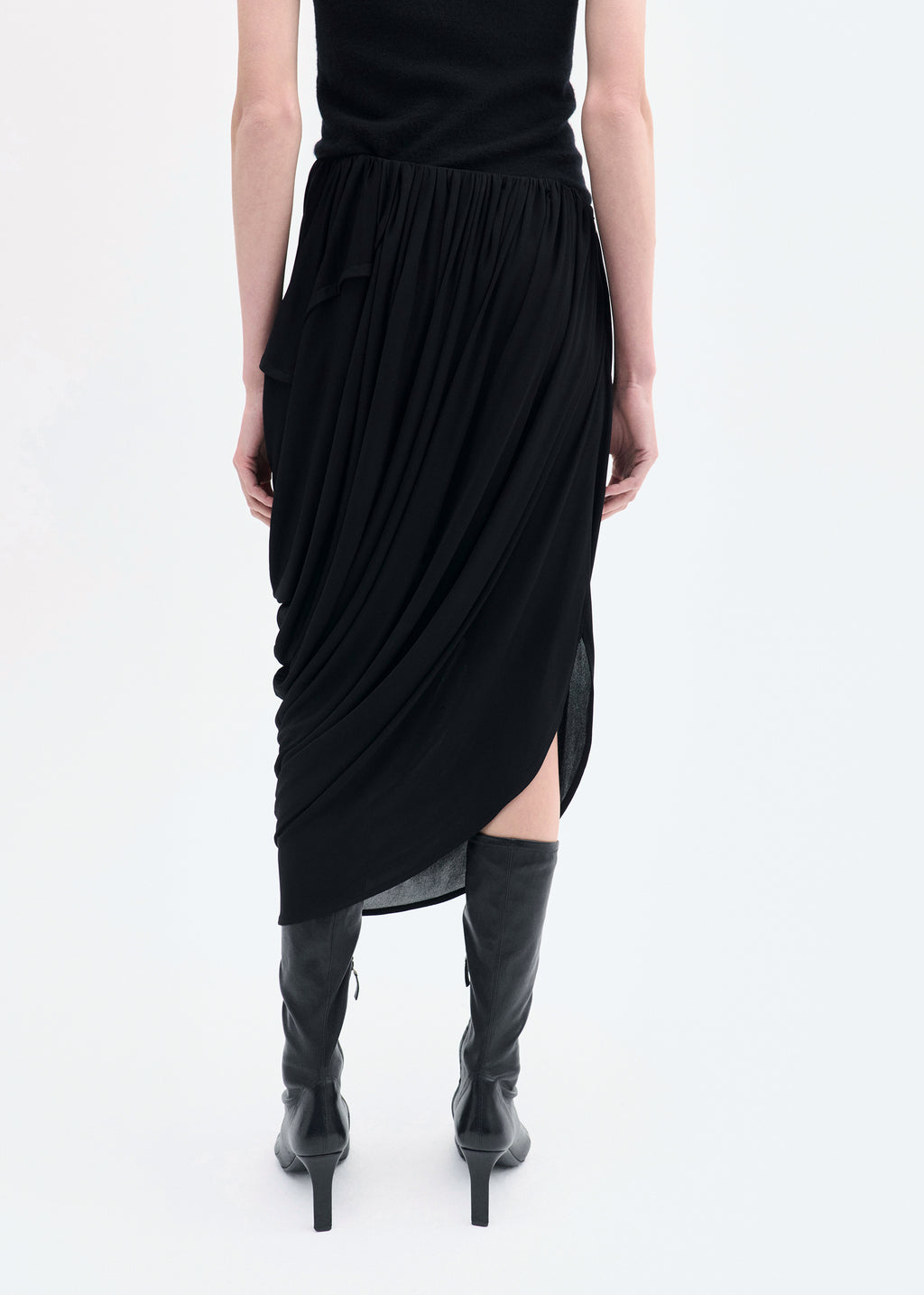 Draped Skirt in Viscose Jersey - Black - CO