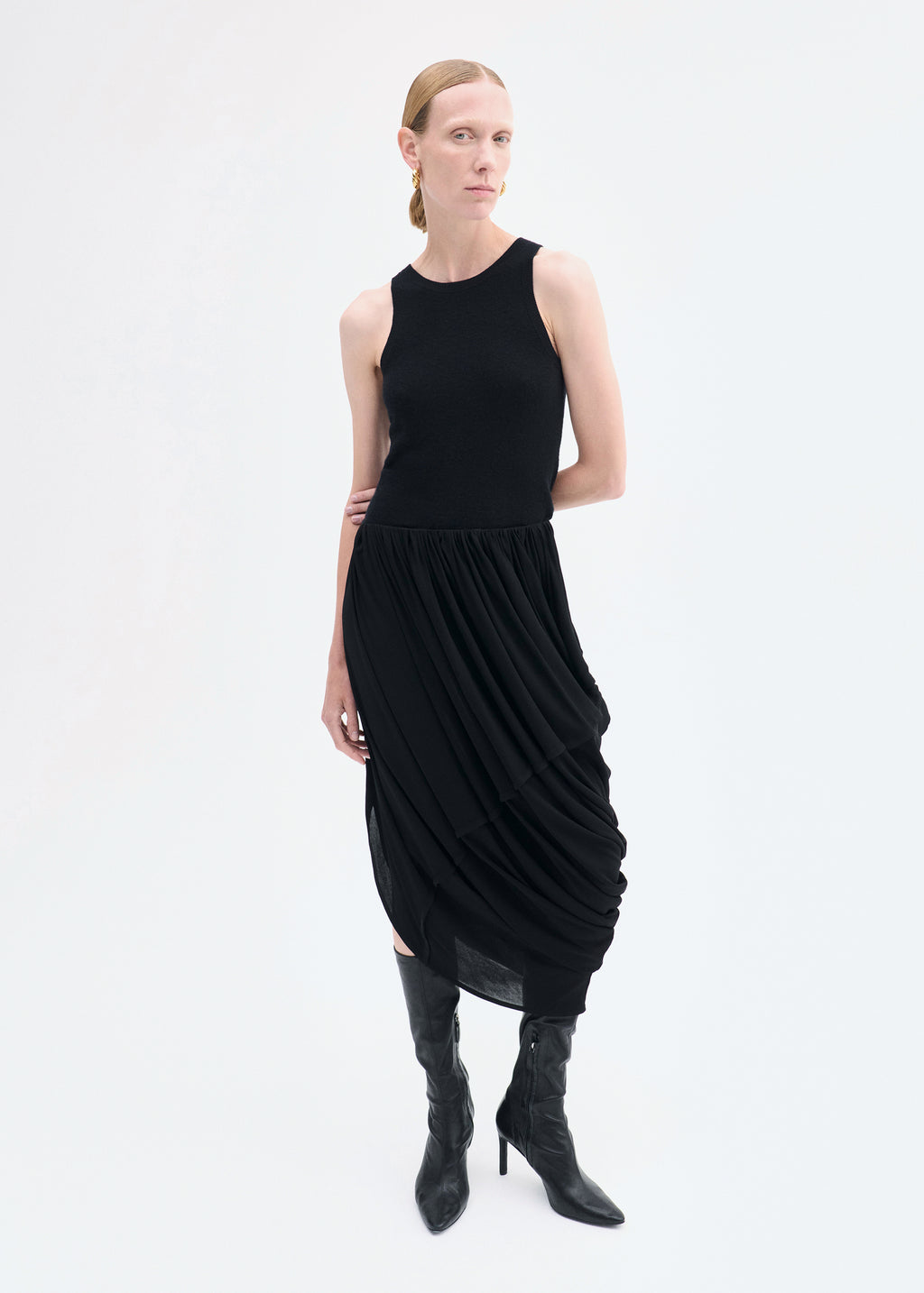 Draped Skirt in Viscose Jersey - Black - CO