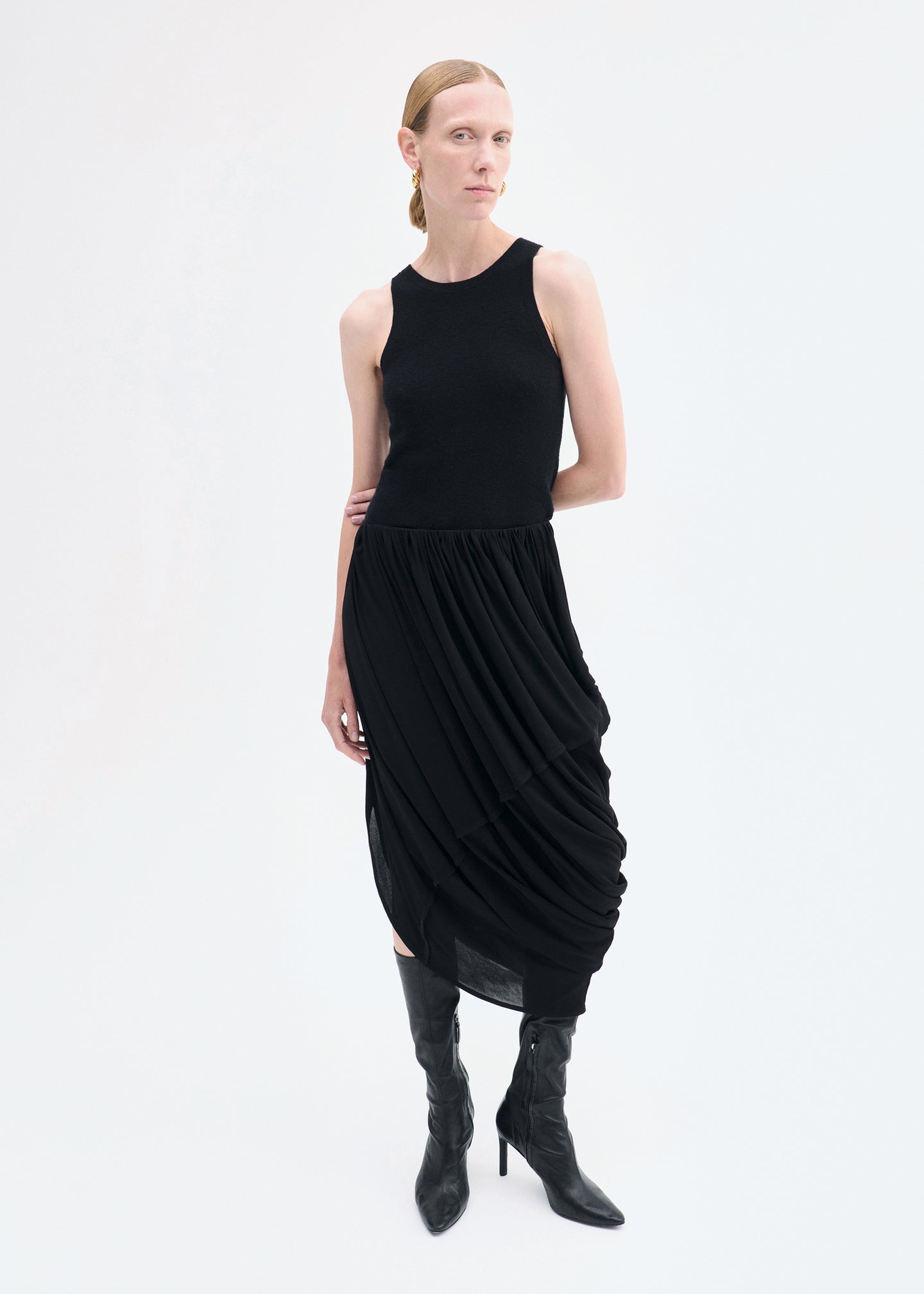 Draped Skirt in Viscose Jersey - Black - CO
