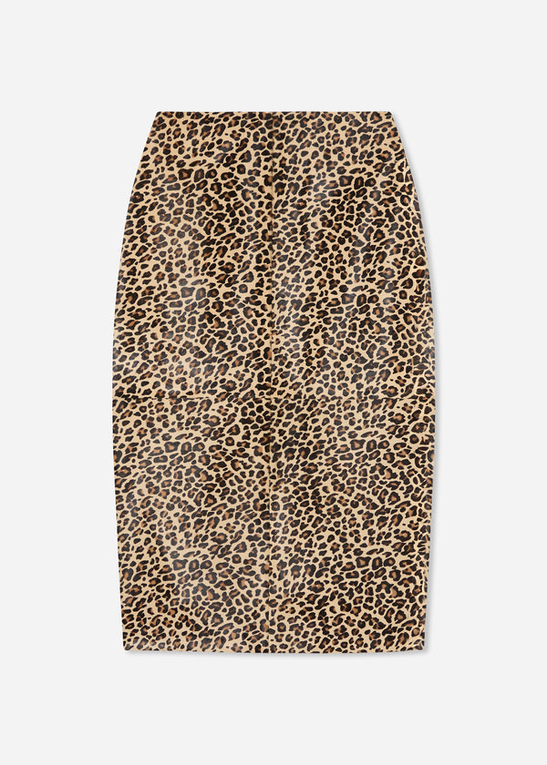 Leather Leopard Skirt in Calf Hair - Leopard - CO