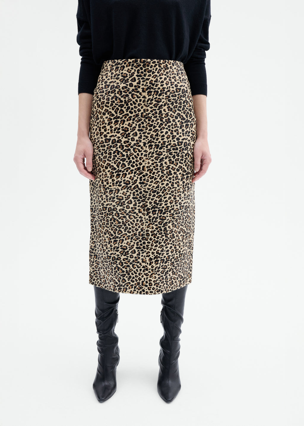 Leather Leopard Skirt in Calf Hair - Leopard - CO