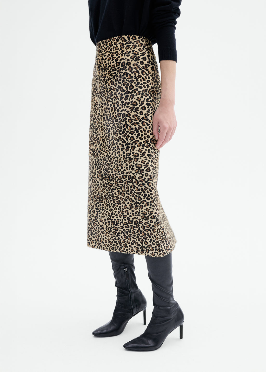 Leather Leopard Skirt in Calf Hair - Leopard - CO