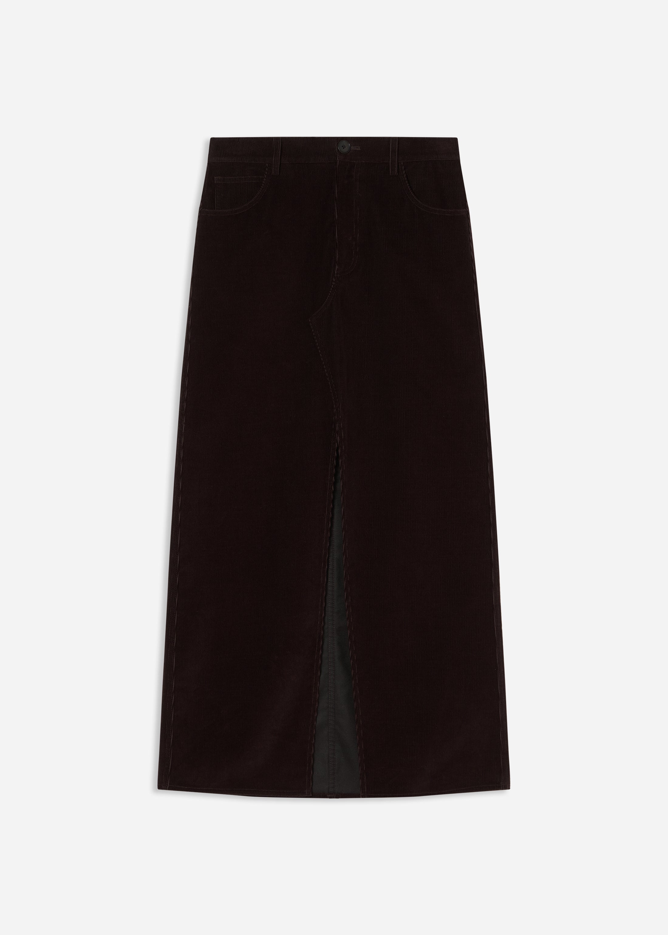 Corduroy Long Pencil Skirt - Chocolate