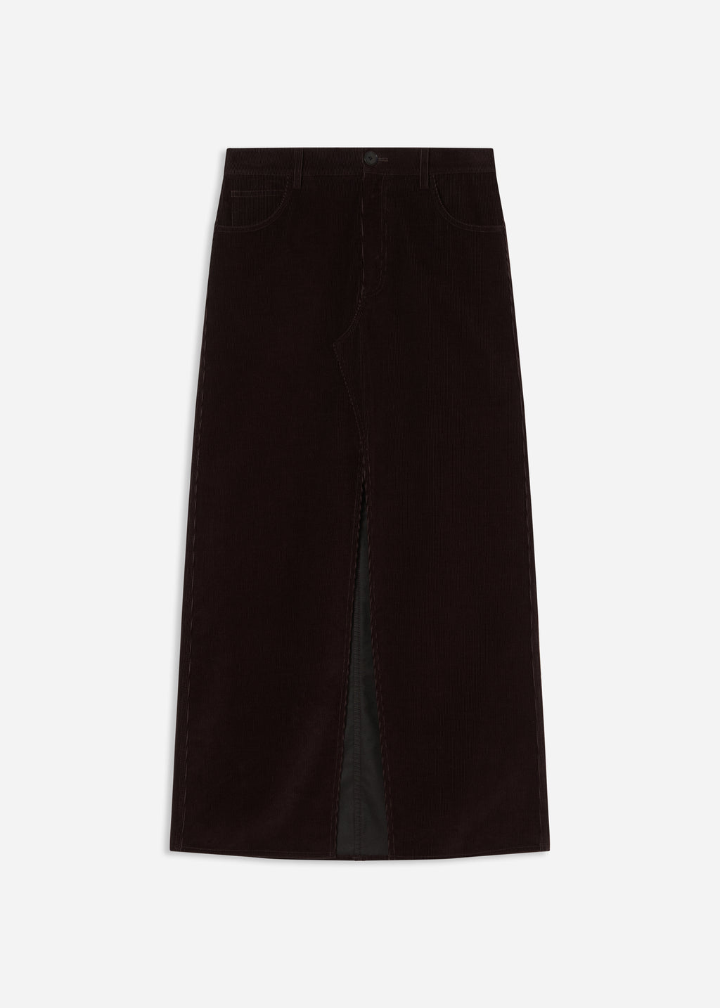 Corduroy Long Pencil Skirt - Chocolate - CO